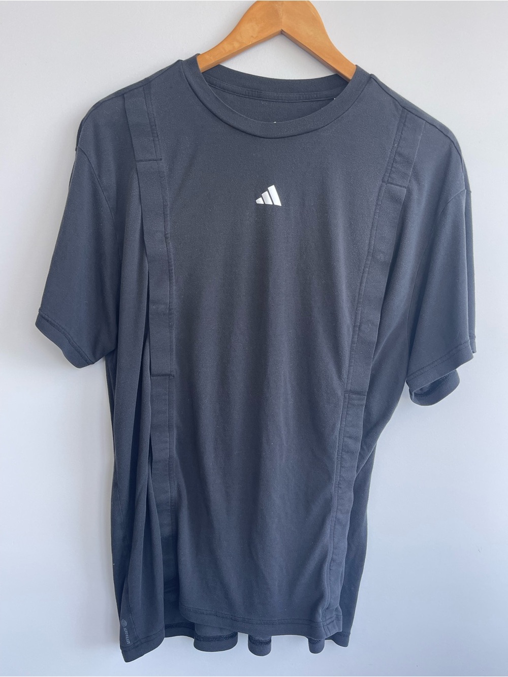 adidas Black Short Sleeve Training Tee with White Logo